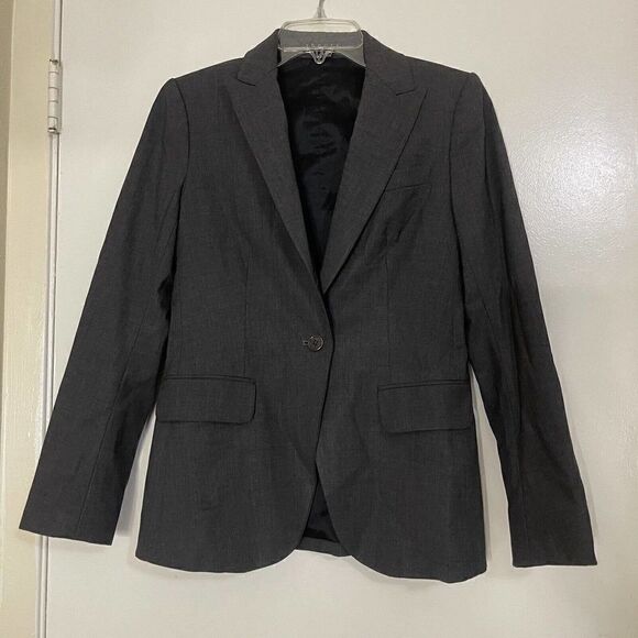Theory Charcoal gray wool single button blazer career jacket size US 4 - Picture 1 of 7